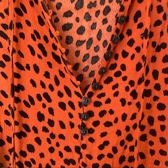 Forever21 Rust Cheetah Animal Print Romper Size S, Button Down | Black Dot Print - Picture 8 of 8